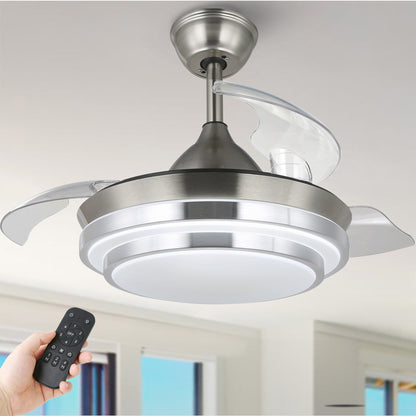 Bella Depot 36 Modern Retractable Ceiling Fan with Led Light, 6-Speed Reversible Blades with Remote