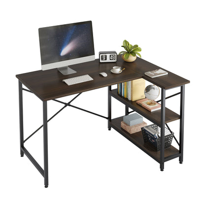 Small L Shaped Desk with Storage Shelves Corner Computer Desk