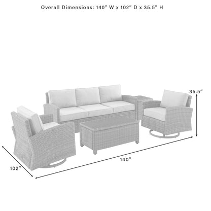 Crosley Bradenton 5Pc Swivel Rocker And Sofa Set