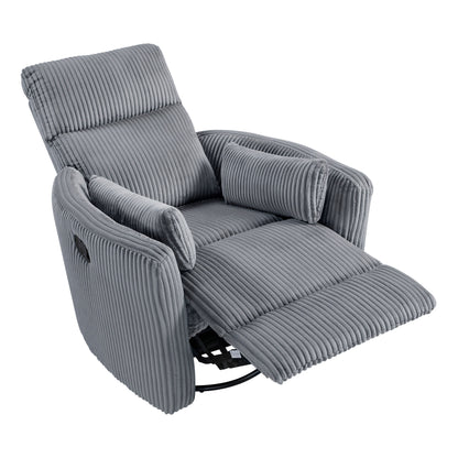 Braidy Corduroy Swivel Glider Manual Reclining Chair