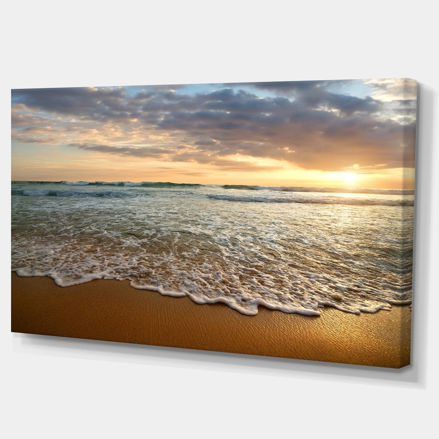 Bright Cloudy Sunset in Calm Ocean - Contemporary Seascape Art Canvas