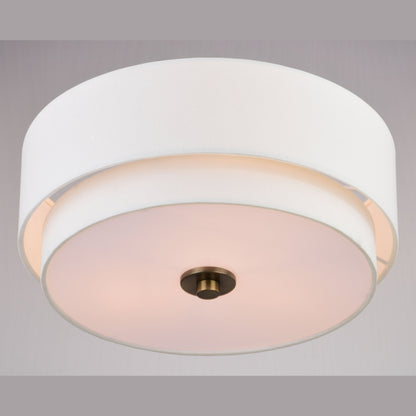 Burnaby Mid-Century Modern Ceiling Mount Light White Linen Drum Shade