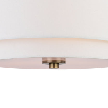 Burnaby Mid-Century Modern Ceiling Mount Light White Linen Drum Shade