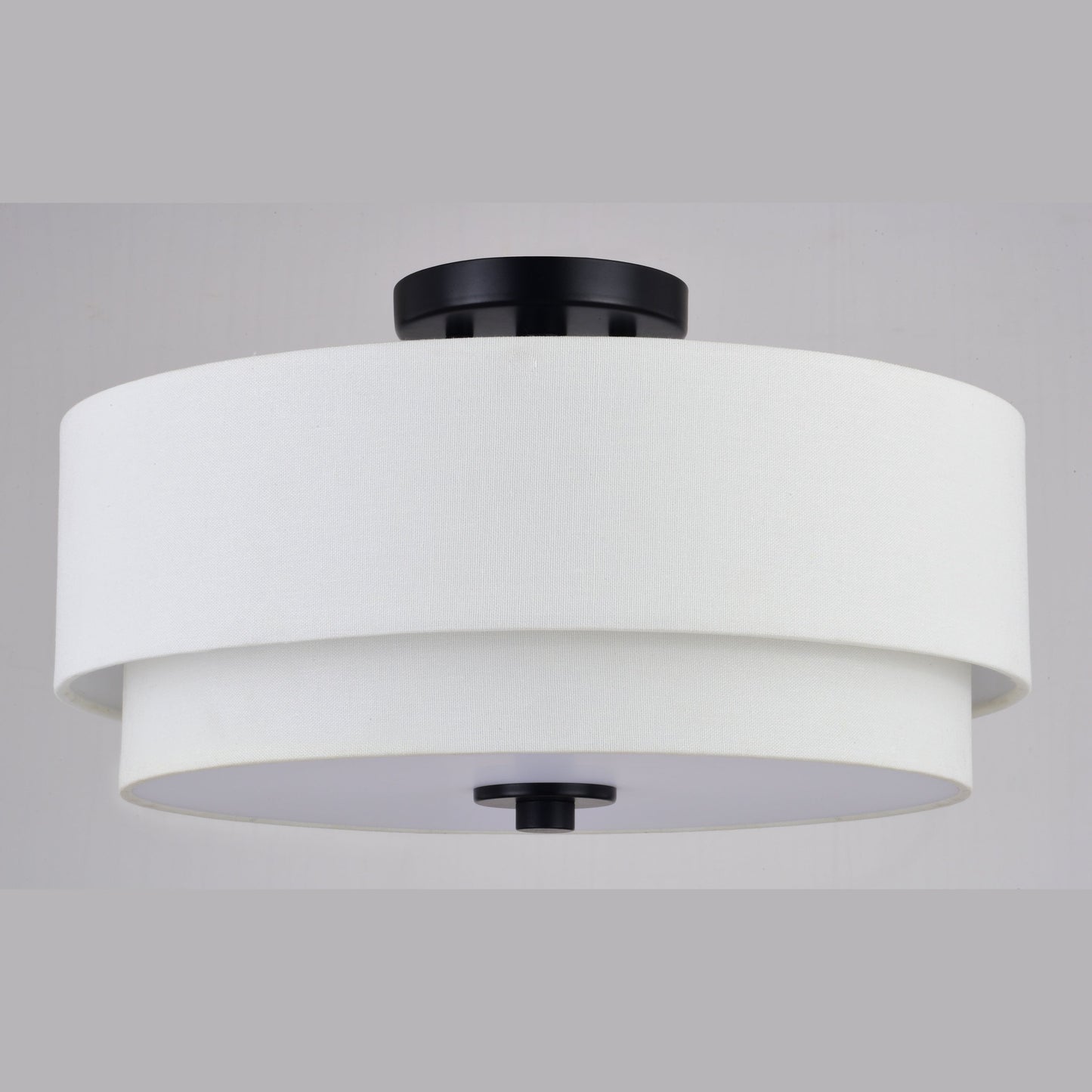 Burnaby Mid-Century Modern Ceiling Mount Light White Linen Drum Shade