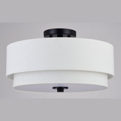 Burnaby Mid-Century Modern Ceiling Mount Light White Linen Drum Shade