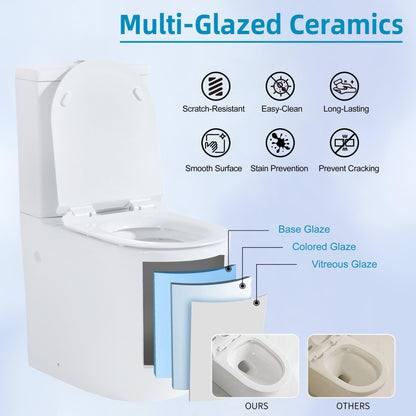 CB HOME 24'' Small Compact One Piece Toilet, Dual Flush Modern Siphon Short Toilet with Soft Closing Seat,16.5''Comfort Height