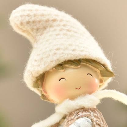 Figurine de Noël Enfant sur renne Pastel LED