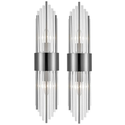 Cabrera Modern Metal Wall Sconce with Beautiful Crystal Clear Glass Rods for Bathroom Set of 2