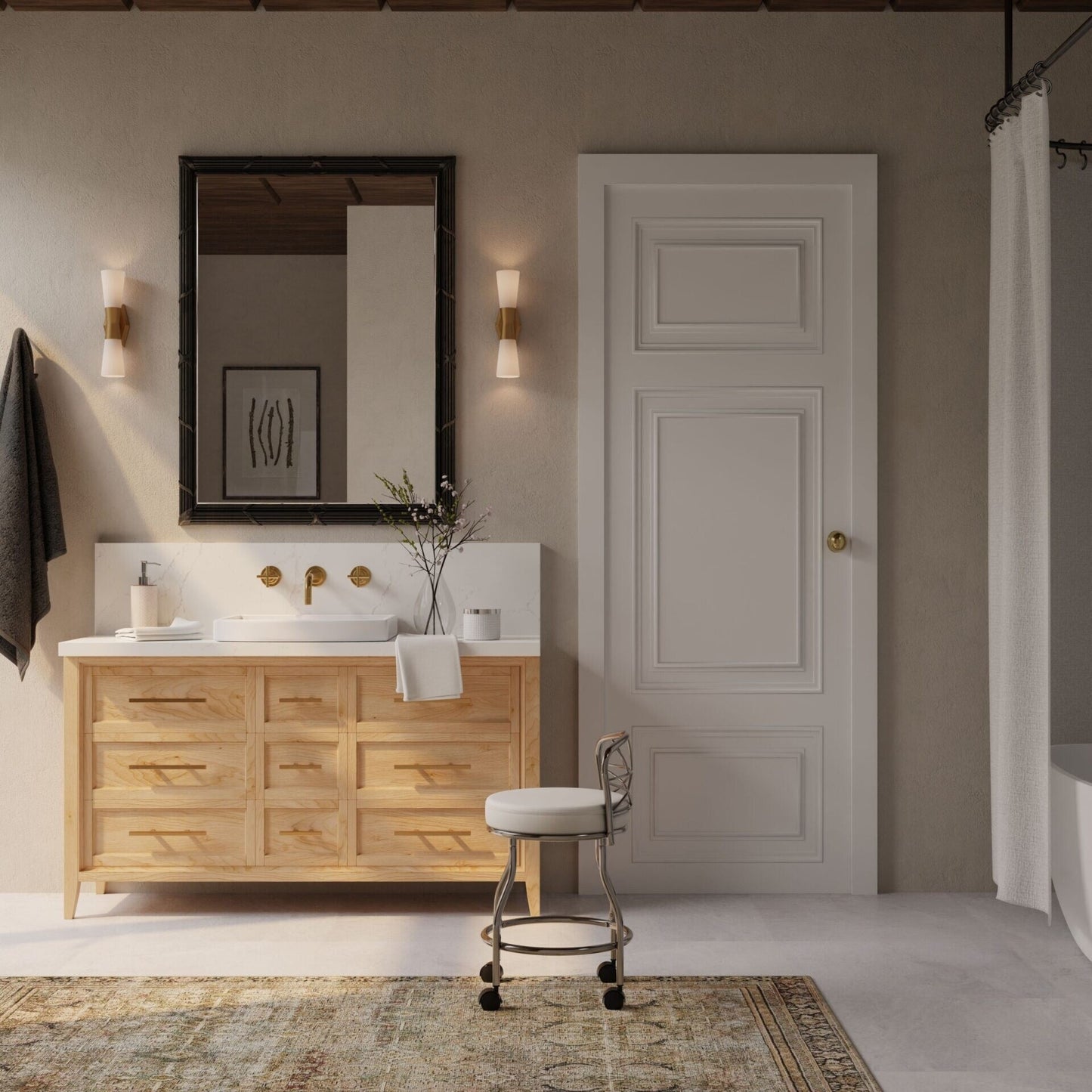 Carolina Living Diana X-Back Vanity Stool with Casters