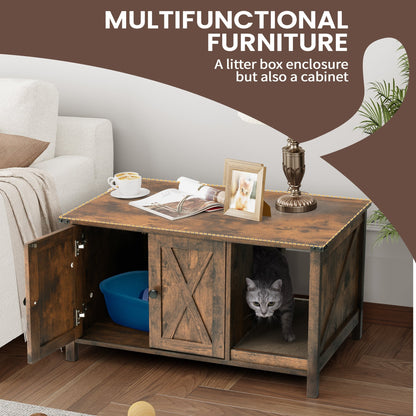 Cat Litter Box Enclosure, Hidden Wood Cat Washroom Furniture with Scratching Post