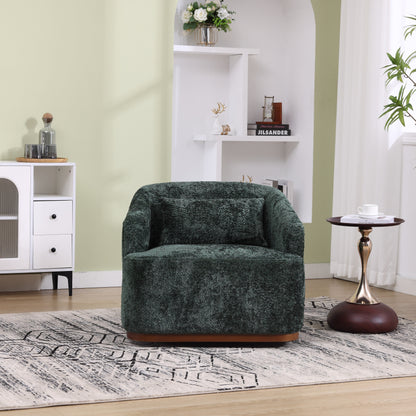 Chenille Swivel Barrel Chair, 360-Degree Comfy Accent Sofa for Living Room, Bedroom, and Study with Removable Cushion