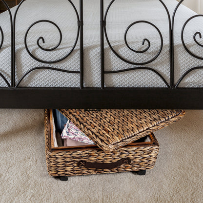 happimess Hyacinth/Wood Underbed Storage Bin with Wheels & Handles