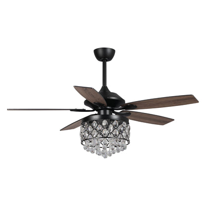 Chrome/ Crystal 4-light Chandelier/ Ceiling Fan with Remote