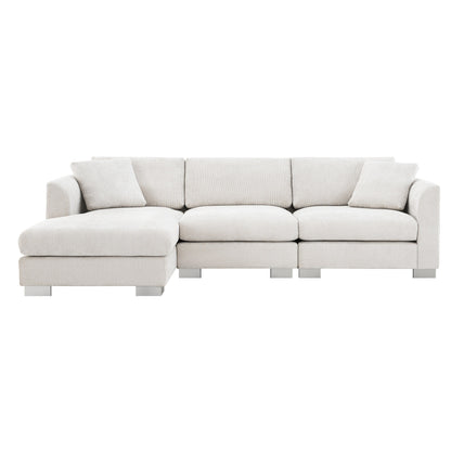 Cloud Sectional Sofa,L-Shaped Luxury Couch Set With 2 Free Pillows,4-Seat Chenille Indoor Furniture With Oversized Chaise