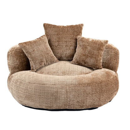 Coffee Oversized 42.52 Chenille Lazy Bean Bag Single Sofa with Three Pillows for Bedroom