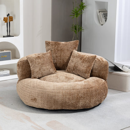 Coffee Oversized 42.52 Chenille Lazy Bean Bag Single Sofa with Three Pillows for Bedroom