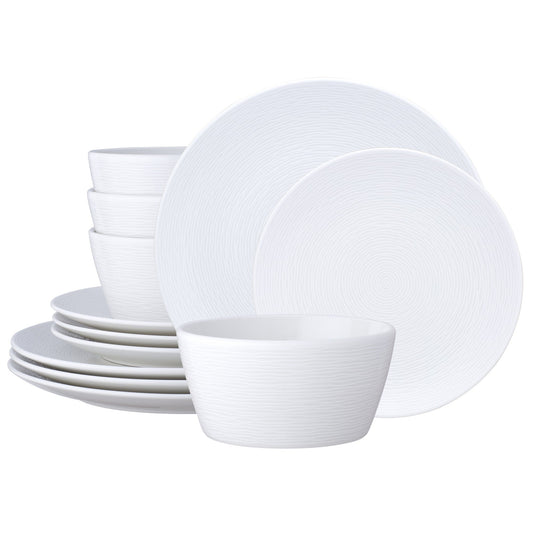 Noritake Colorscapes Swirl 12-Piece Coupe Dinneware Set, Service For 4