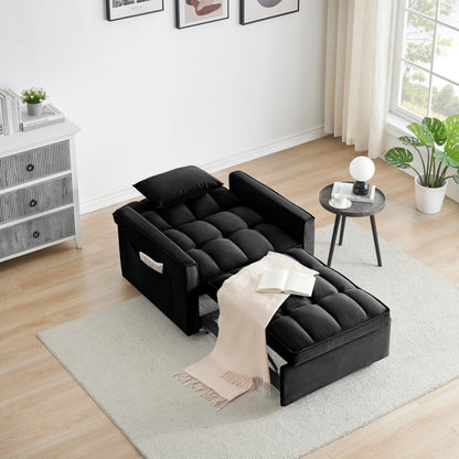 Convertible Sofa Bed with Adjustable Back and Wheel