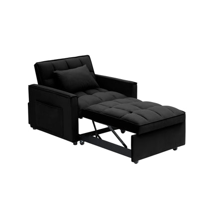 Convertible Sofa Bed with Adjustable Back and Wheel