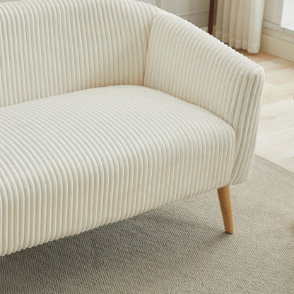 Corduroy Fabric Upholstered 2-Seat Sofa with Wooden Walnut Legs