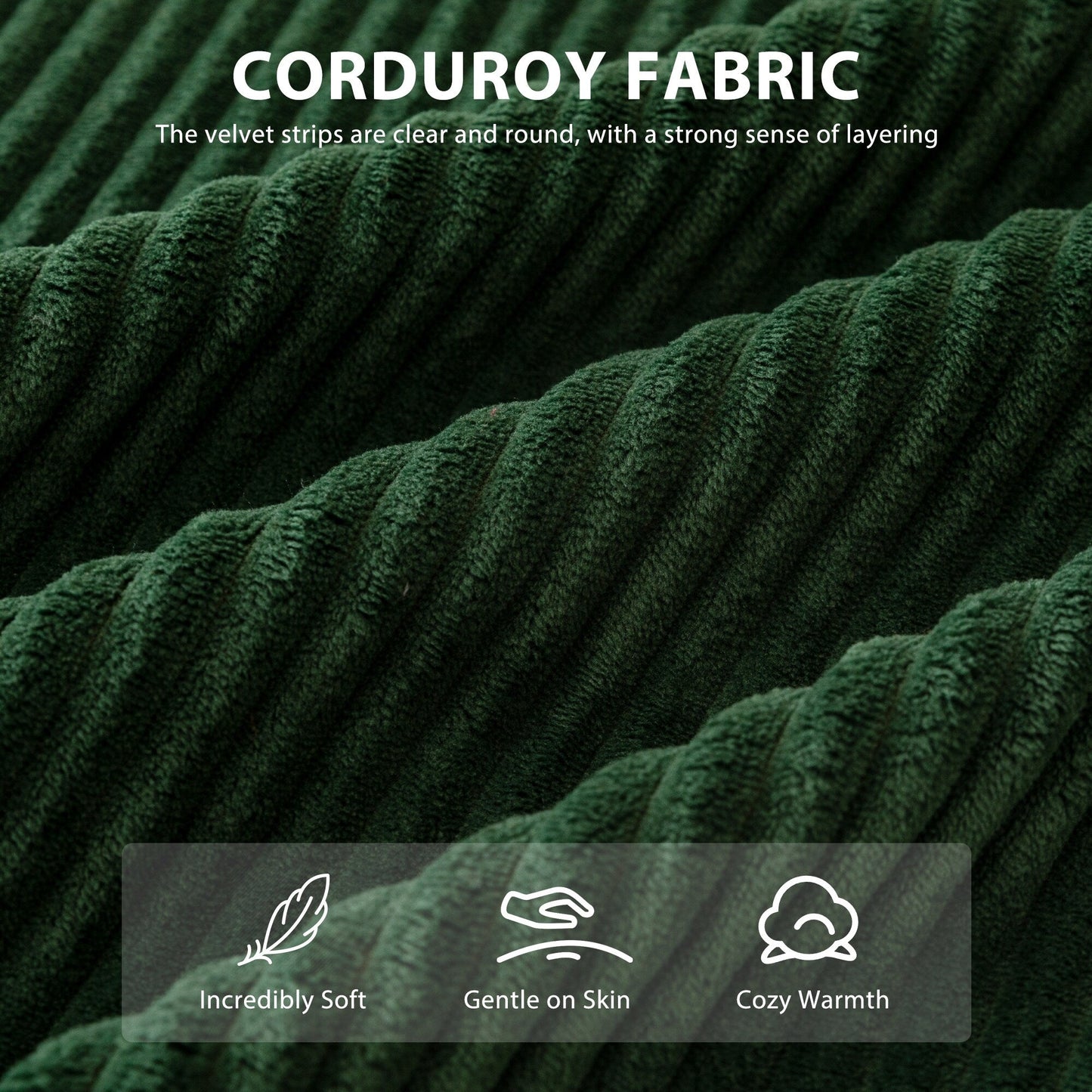 Corduroy Upholstered Memory Foam Sofa With Ottoman Upholstered Bean Bag Couch - 48.4Lx67.7Wx24.4H