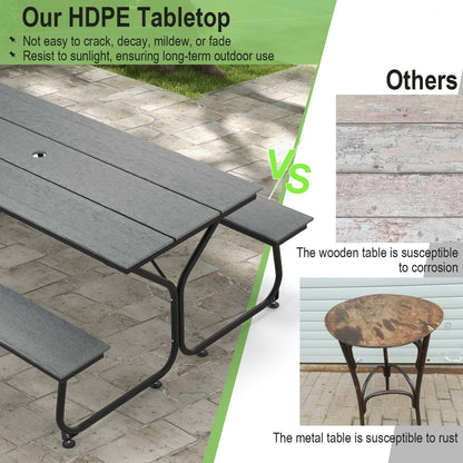 Costway 6FT Picnic Table Bench Set Outdoor HDPE Heavy-Duty Table for - See Details