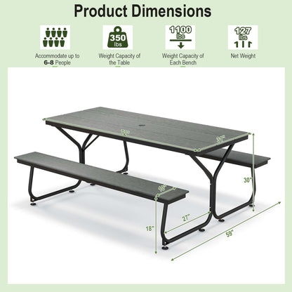 Costway 6FT Picnic Table Bench Set Outdoor HDPE Heavy-Duty Table for - See Details