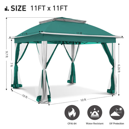 Cozywor 11 ft. x 11 ft. Pop-Up Steel Gazebo with Mosquito Netting