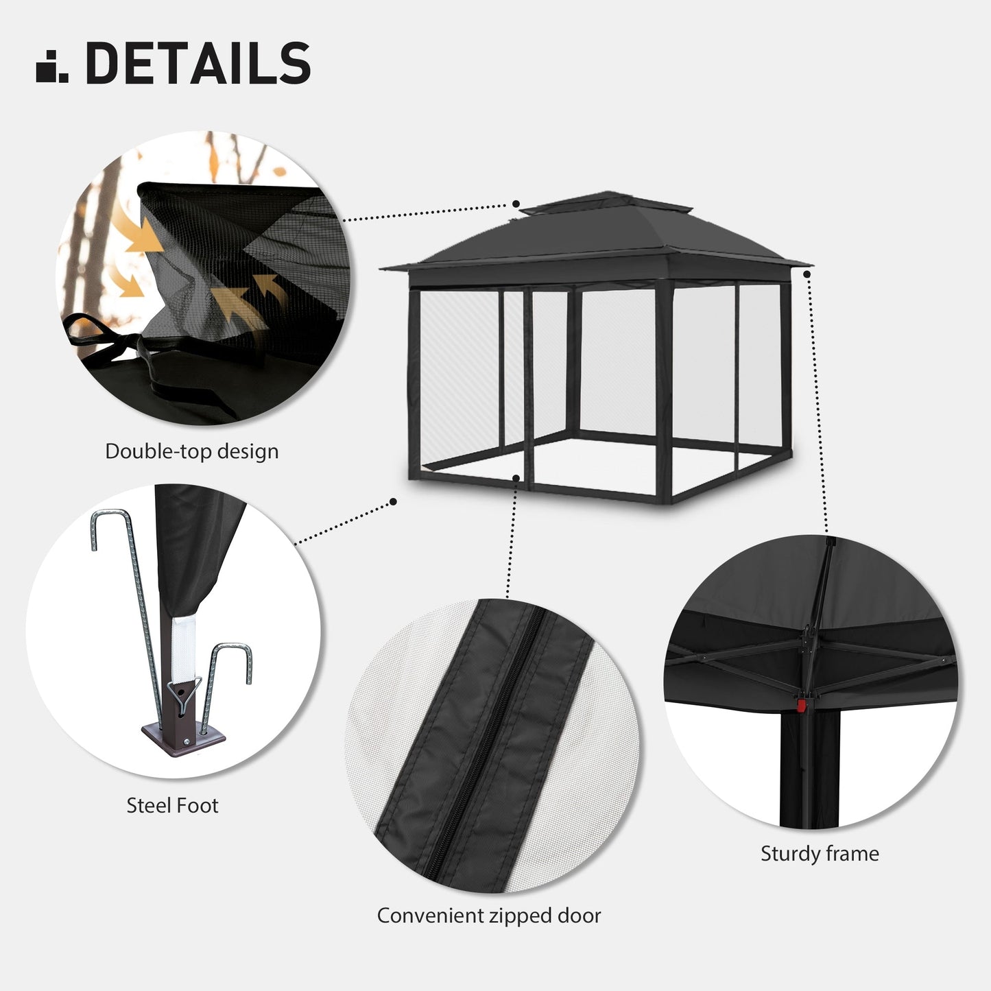 Cozywor 11 ft. x 11 ft. Pop-Up Steel Gazebo with Mosquito Netting