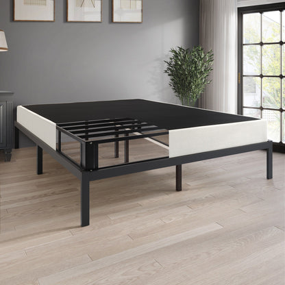 CraftPorch 5-Inch Metal Box Spring with Warm Grey Linen Cover