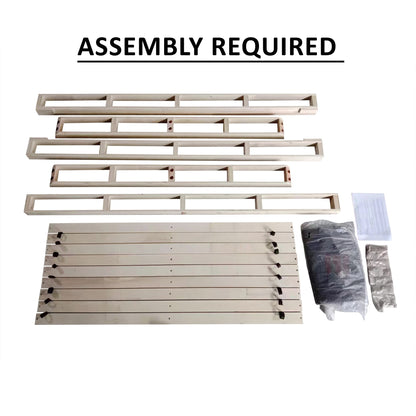 CraftPorch Solid Wood 5-Inch Box Spring Foundation with Wood Slats with Warm Grey Linen Cover