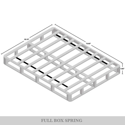 CraftPorch Solid Wood 5-Inch Box Spring Foundation with Wood Slats with Warm Grey Linen Cover