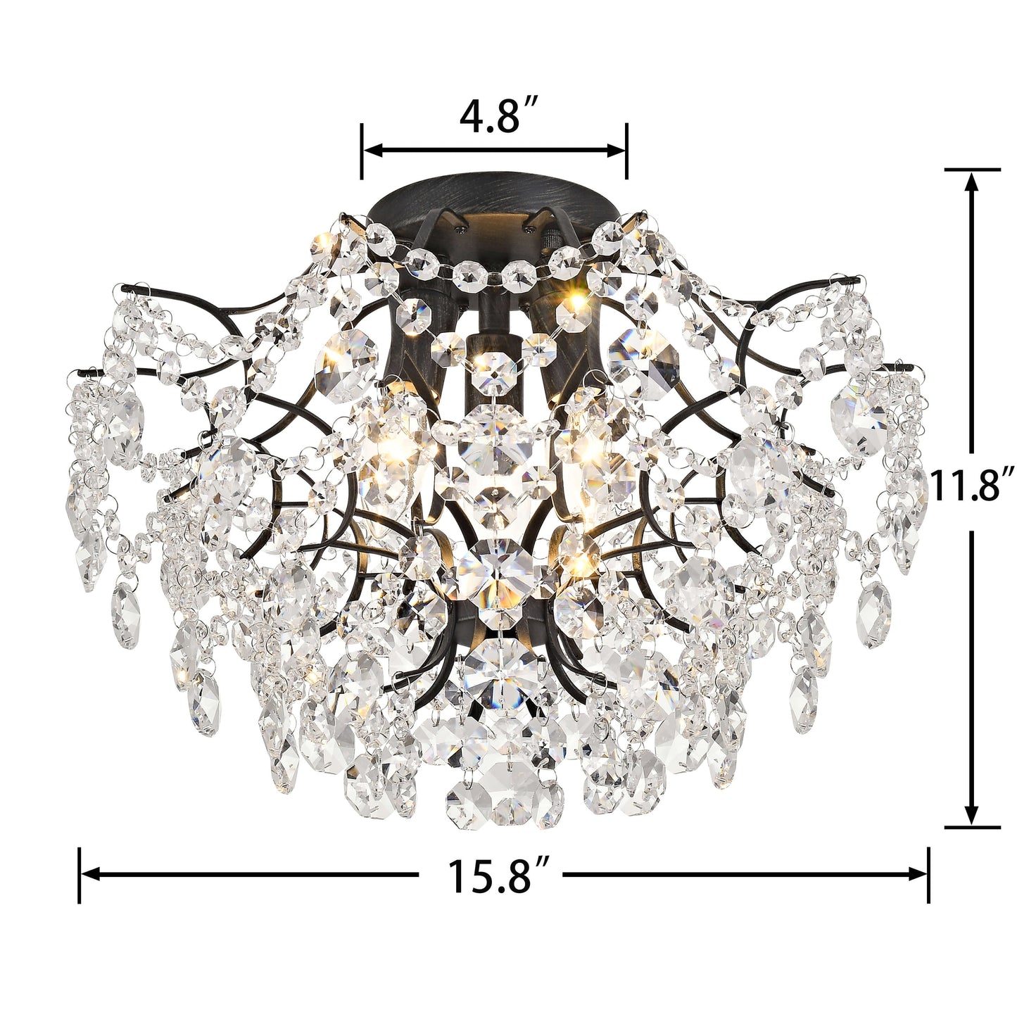 Dalia Elegant Indoor 3-light Crystal Flush Mount