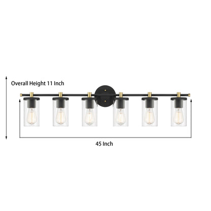 Decatur 6-light Modern Farmhouse Black/ Gold Bathroom Vanity Light with UL Certified