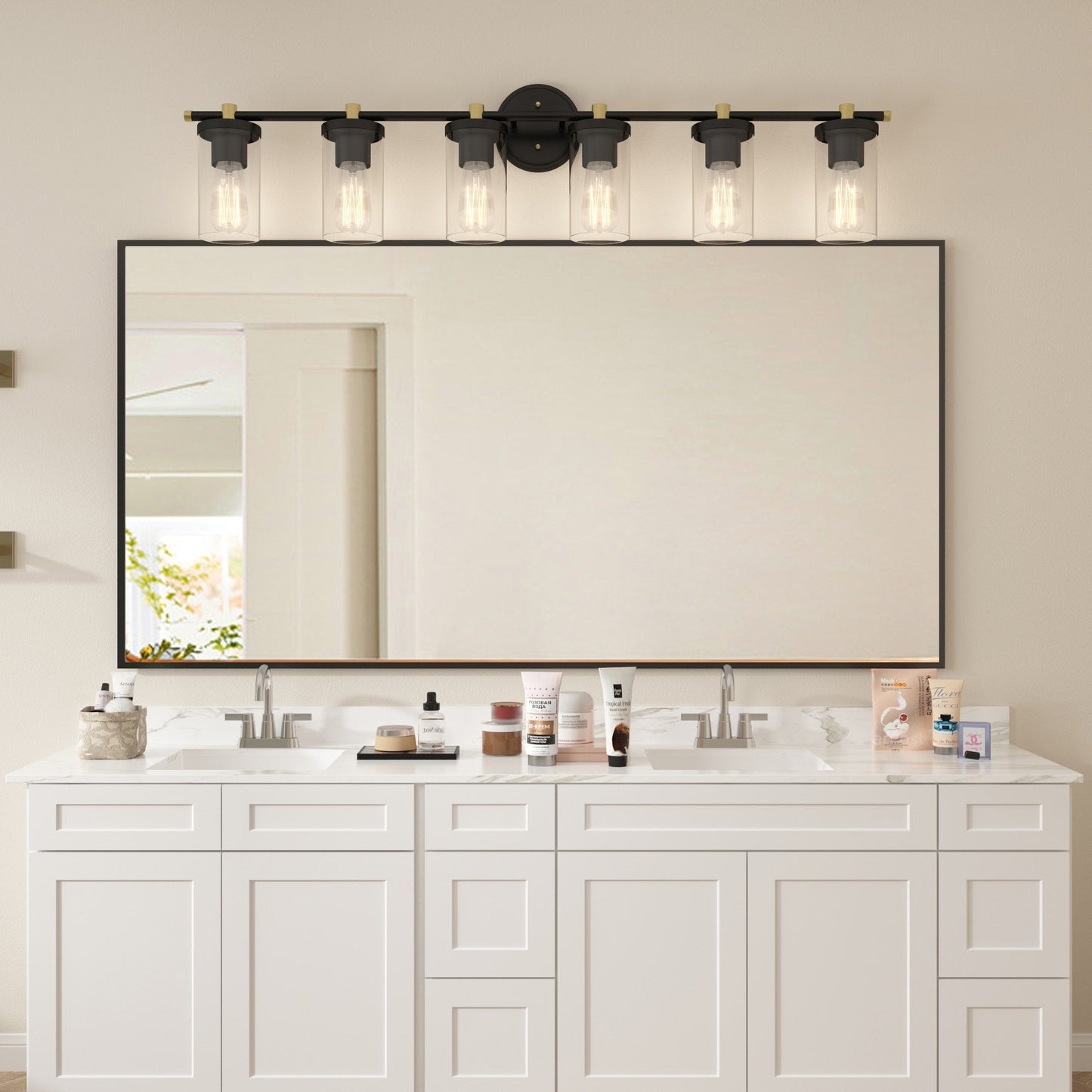 Decatur 6-light Modern Farmhouse Black/ Gold Bathroom Vanity Light with UL Certified