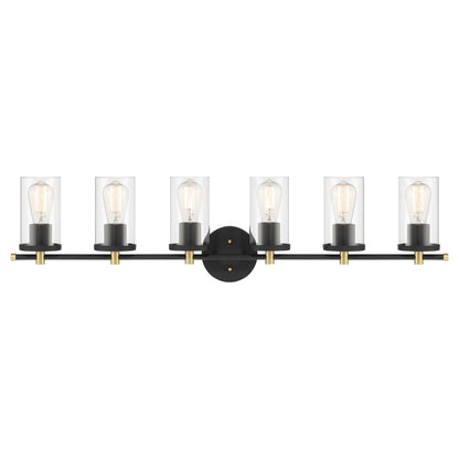 Decatur 6-light Modern Farmhouse Black/ Gold Bathroom Vanity Light with UL Certified