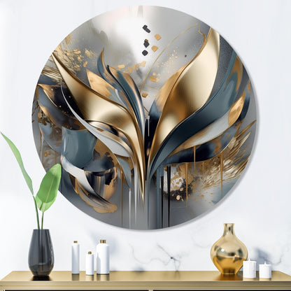 Designart Abstract Shapes And Lines IV Abstract Marble Metal Round Wall Art