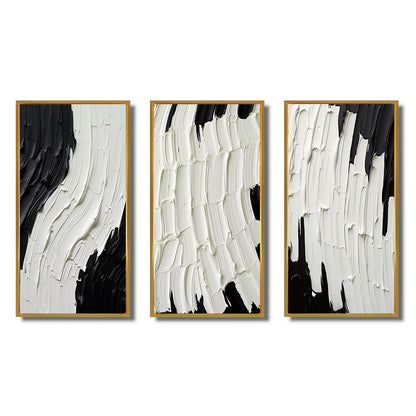 Designart Momentary Spirit Black And White Abstract II Abstract Painting Frame Gallery Wall Set Of 3 For Home Decor