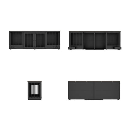 Dog Crate Furniture -Wooden Dog Kennel with Room Divider and 2 Drawers