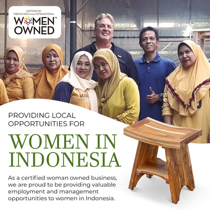 EcoDecors, Serenity, Teak Shower Bench, Teak Shower Stool, Teak Corner Shower Bench, 18 Inch, With Shelf