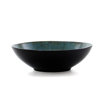 Elama Floral Accents 16 Piece Stoneware Dinnerware Set in Blue