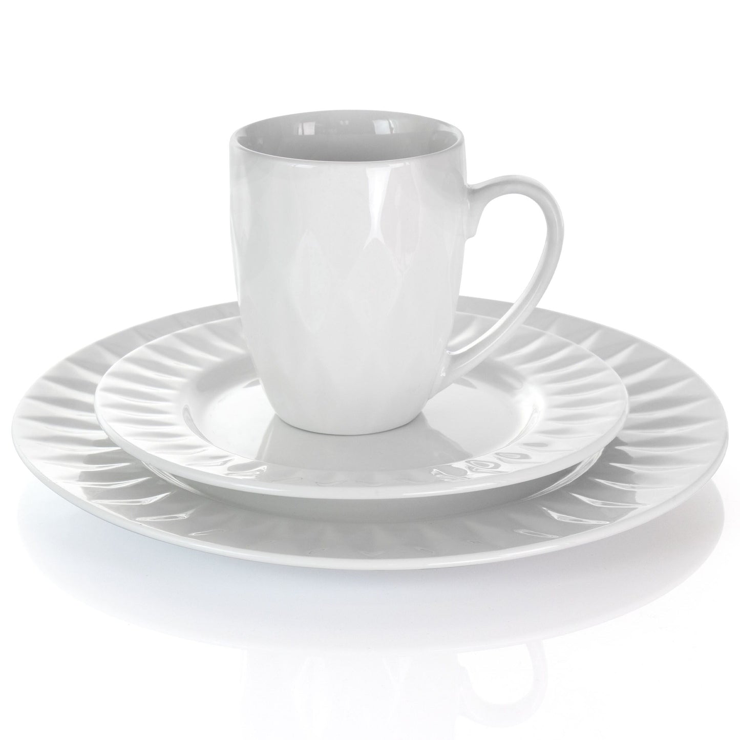 Elama Sienna 18 Piece Stoneware Dinnerware Set in White