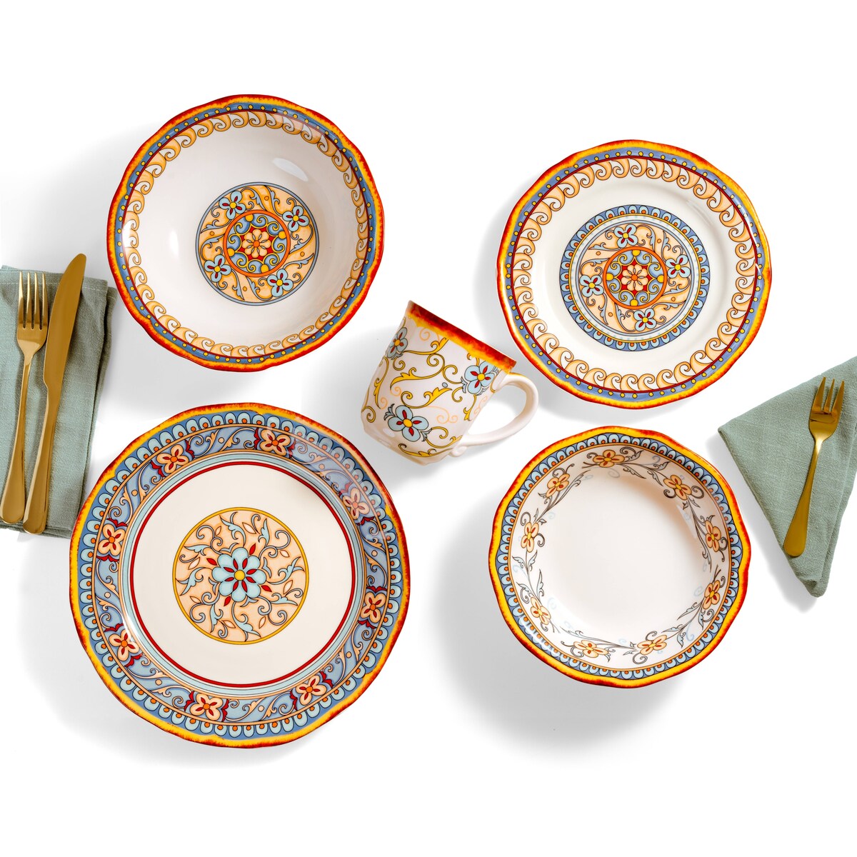 Euro Ceramica Duomo 16 Piece Dinnerware Set (Service for 4) - Italian Style