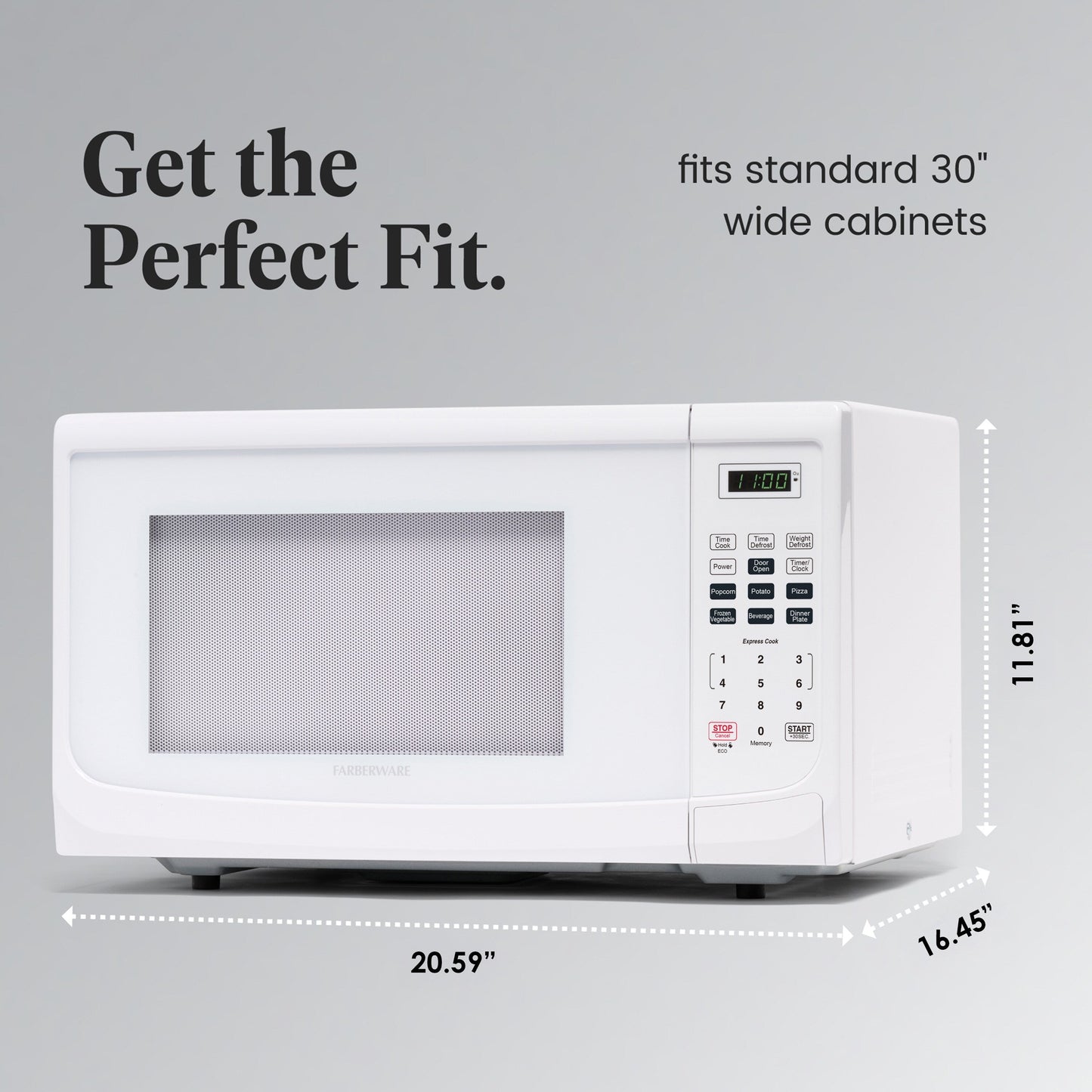 Farberware 1000-Watt 1.1 Cu. Ft. Countertop Microwave Oven With LED Lighting and Child Lock