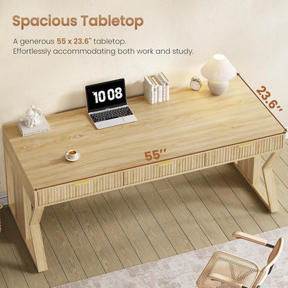 Farmhouse Executive Desk Home Office Desk File Drawer Monitor Stand Power Outlet