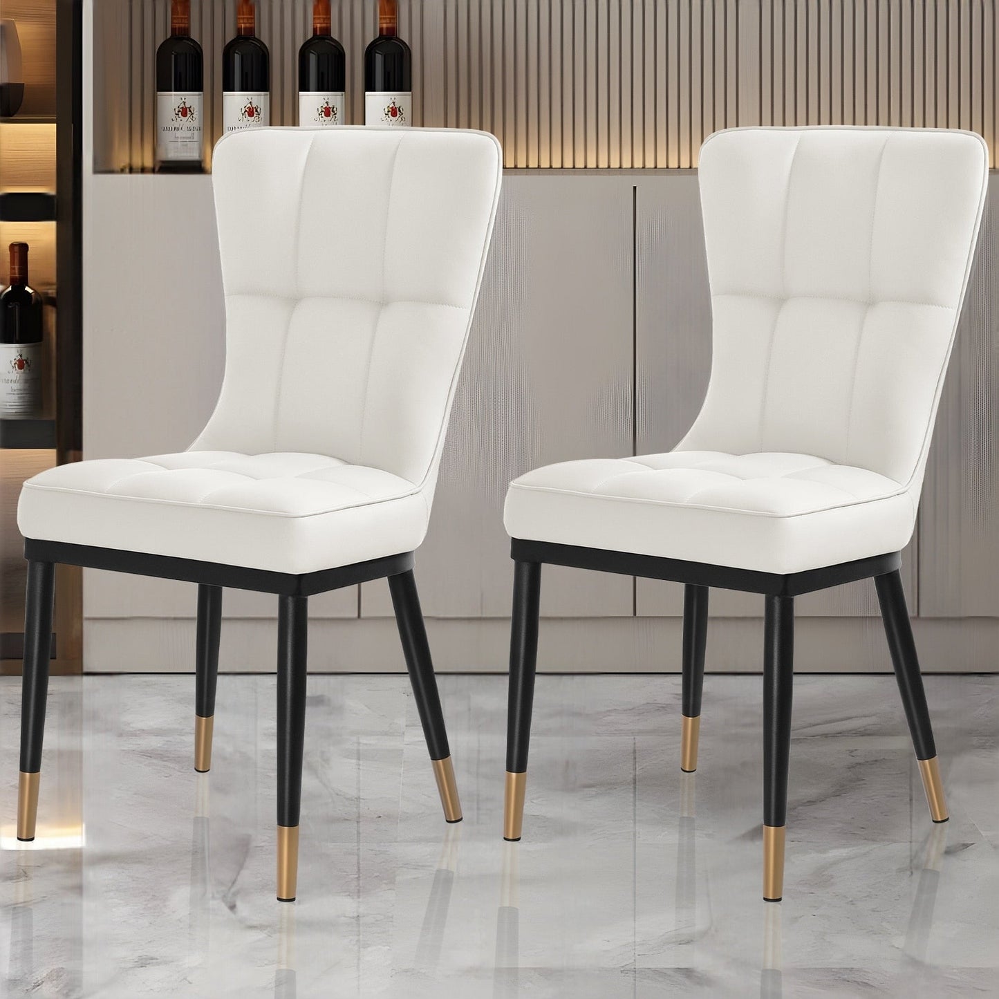 Faux Leather Upholstered Dining Chairs Set of 2/4