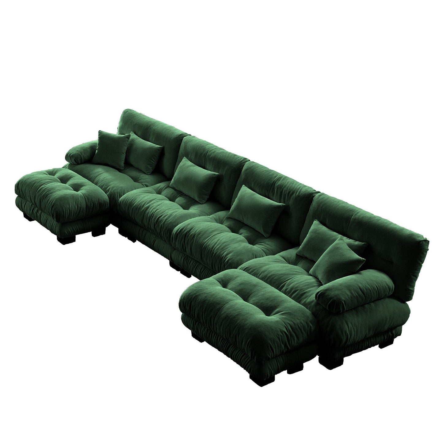 Free Combination Modular Chenille 4-Seater Sectional Sofa with 2 Ottomans and Pillow for Living Room