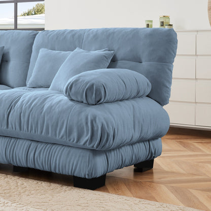 Free Combination Modular Chenille 4-Seater Sectional Sofa with 2 Ottomans and Pillow for Living Room