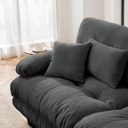 Free Combination Modular Chenille 4-Seater Sectional Sofa with 2 Ottomans and Pillow for Living Room