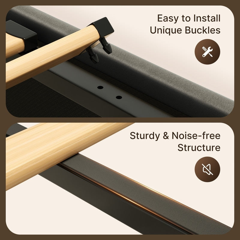 Lift Up Storage Bed Frame, Upholstered Platform Bed Frame with Hydraulic Storage System and Headboard